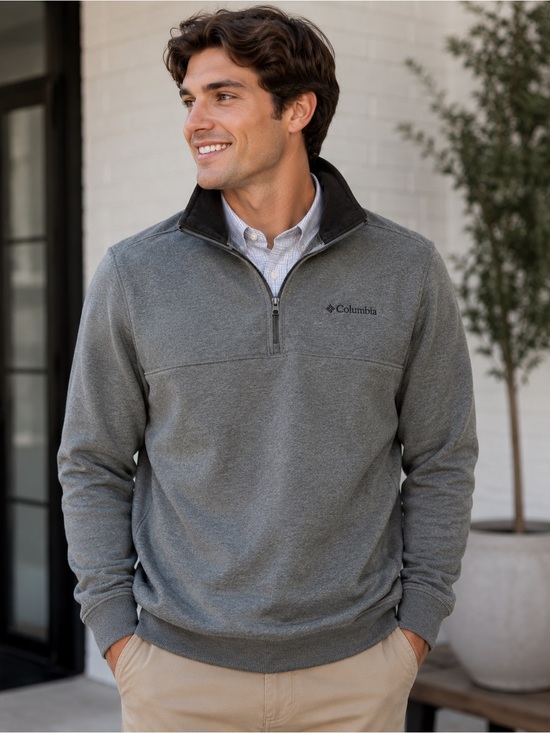 Columbia Other - Columbia Heather Gray Quarter-Zip Pullover with Dark Collar